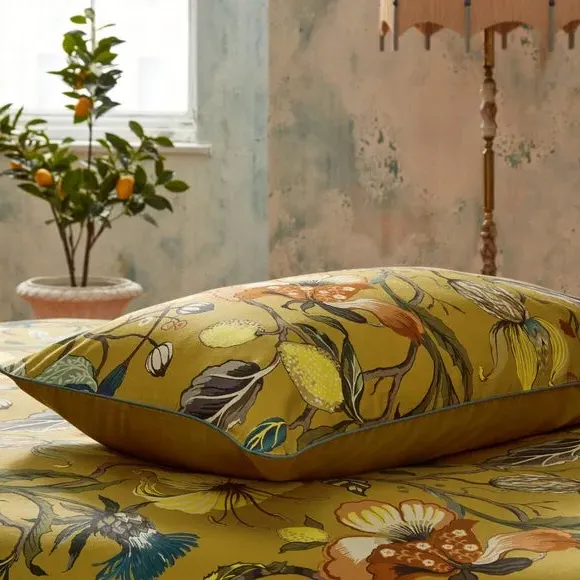 Floral Duvet Cover Set - Ochre, Cotton Sateen