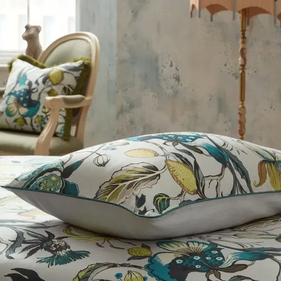 Floral Duvet Cover Set - Teal, Cotton Sateen