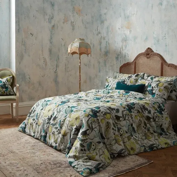 Floral Duvet Cover Set - Teal, Cotton Sateen