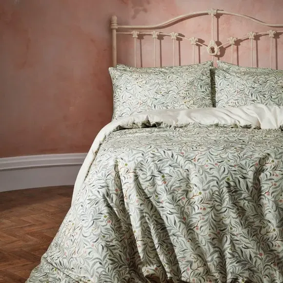 Floral Duvet Cover Set with Pillowcases - Green