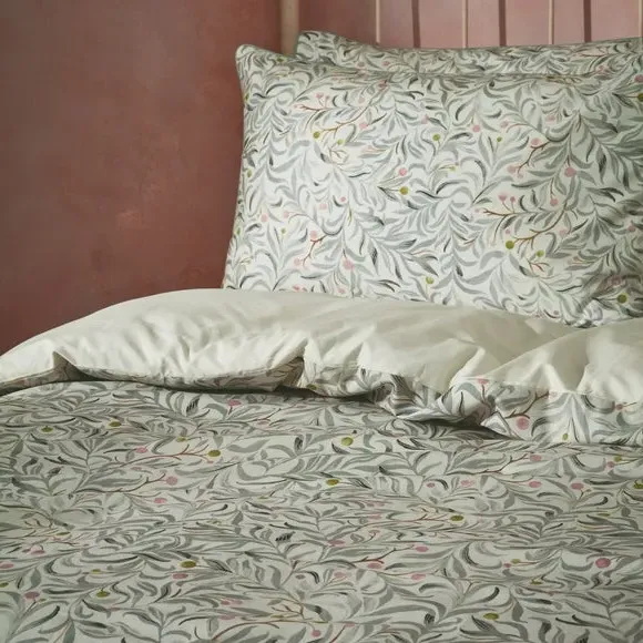 Floral Duvet Cover Set with Pillowcases - Green