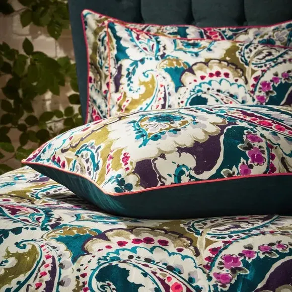 Paisley Pillowcase Pair - Teal, Cotton Sateen