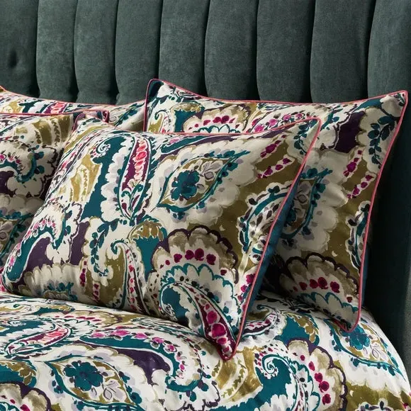 Paisley Pillowcase Pair - Teal, Cotton Sateen image