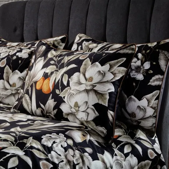 Pillowcase Pair with Piping - Black, Cotton image