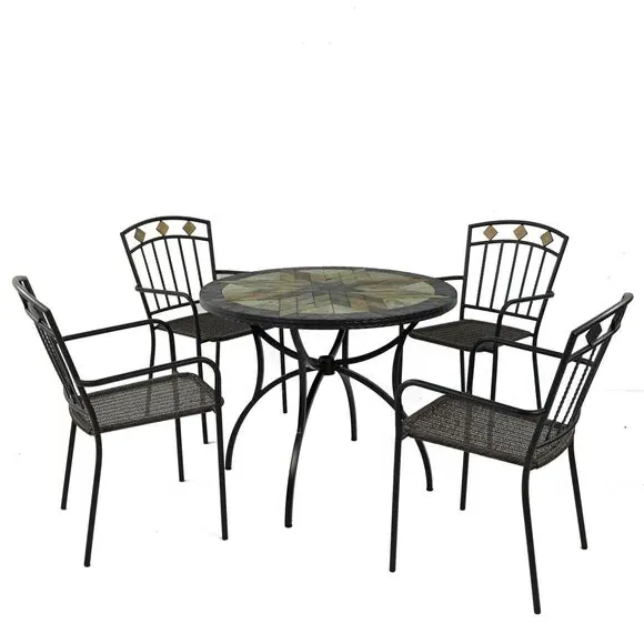 4-Seater Patio Table Set - Natural Stone, Steel image