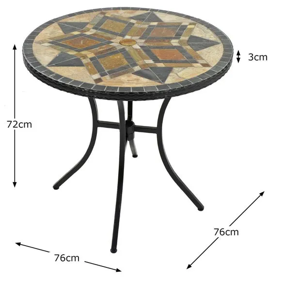 76cm Bistro Table - Multicolor, Stone & Ceramic