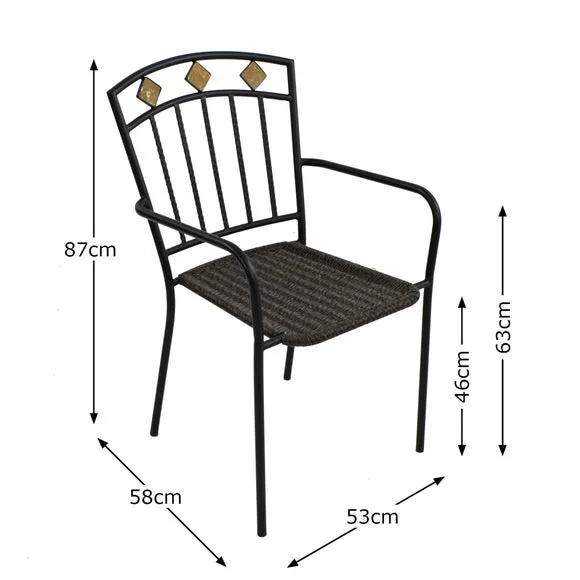 76cm Bistro Table Set with 2 Chairs - Black Steel