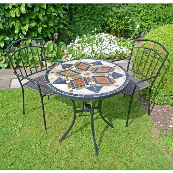 76cm Bistro Table Set with 2 Chairs - Black Steel image