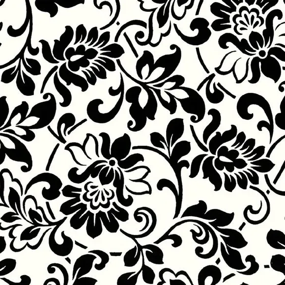 Damask Sticky Back Plastic - Black/White