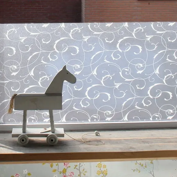 Scroll Flower Window Film - White image