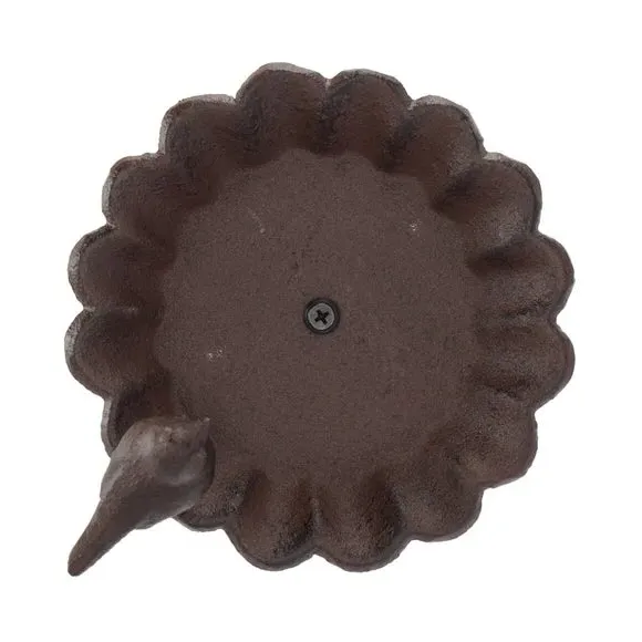 Bird Bath with Bird Feature - Brown, Cast Iron