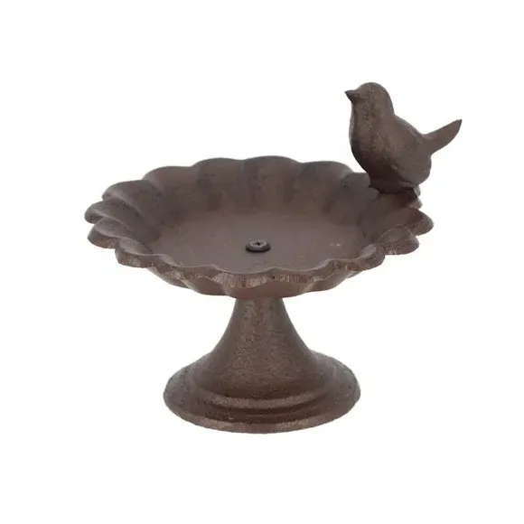Bird Bath with Bird Feature - Brown, Cast Iron image