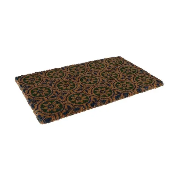 Coir Doormat with Circle Pattern - Brown