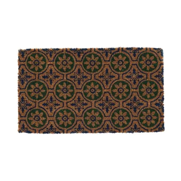 Coir Doormat with Circle Pattern - Brown image