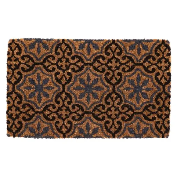 Coir Doormat with Rosettes - Brown, Natural Fiber