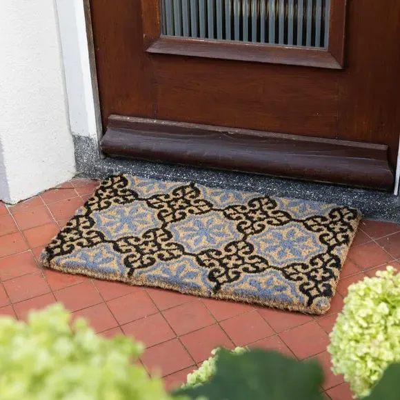 Coir Doormat with Rosettes - Brown, Natural Fiber image