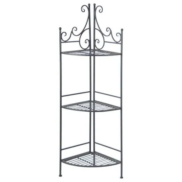 Corner Plant Stand with 3 Shelves - Black, Metal