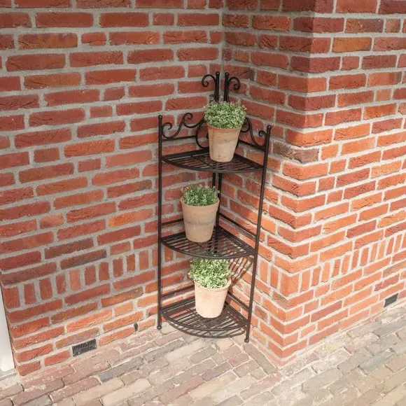 Corner Plant Stand with 3 Shelves - Black, Metal image