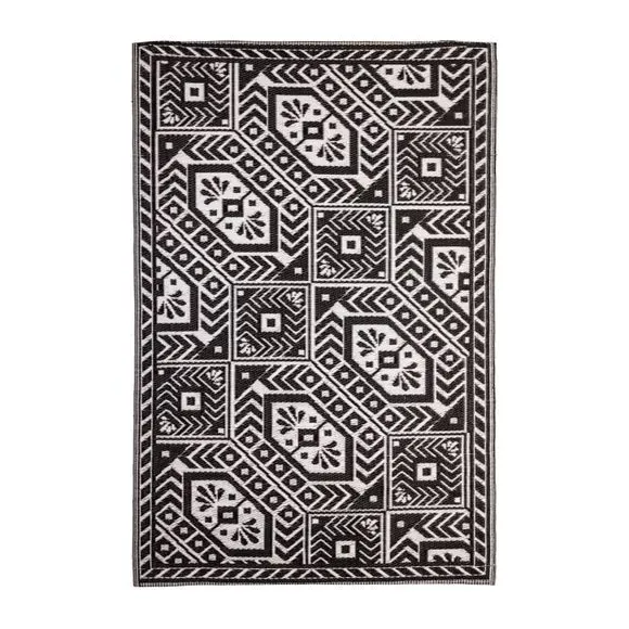 Diamond Outdoor Rug - Black/White image