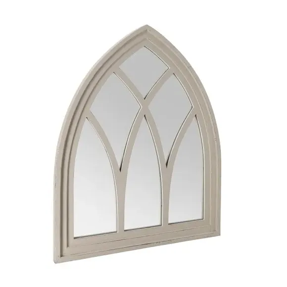 Gothic Arched Wall Mirror - White