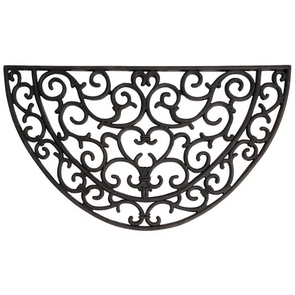 Half Round Doormat with Pattern - Black, Rubber