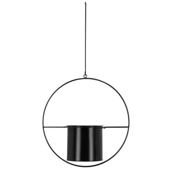 Hanging Plant Pot with Hook - Black, Metal