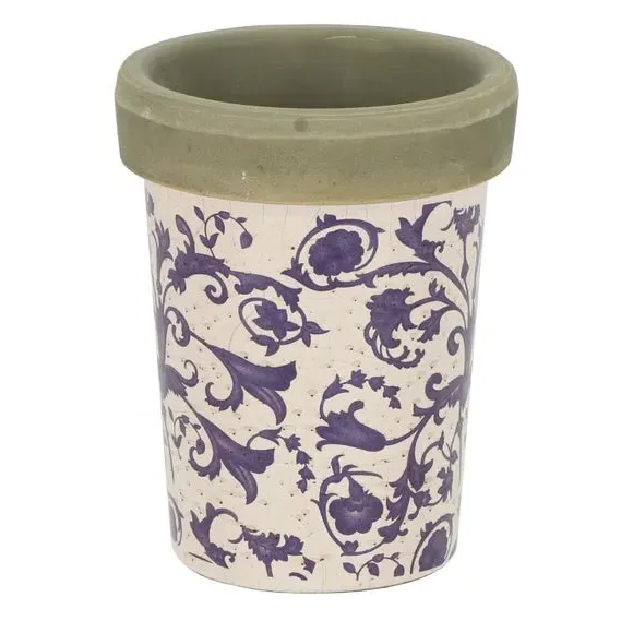 Long Tom Plant Pot with Drainage - Blue, Ceramic image