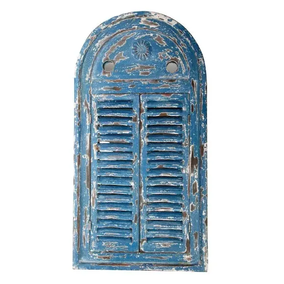 Louvre Wall Mirror with Shutters - Blue