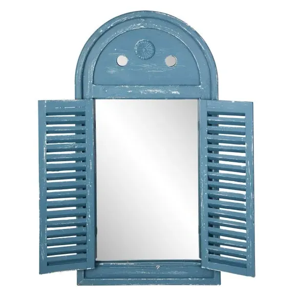 Louvre Wall Mirror with Shutters - Blue