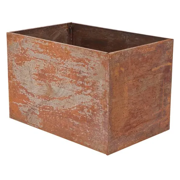 Low Rectangular Planter - Brown, Corten Steel