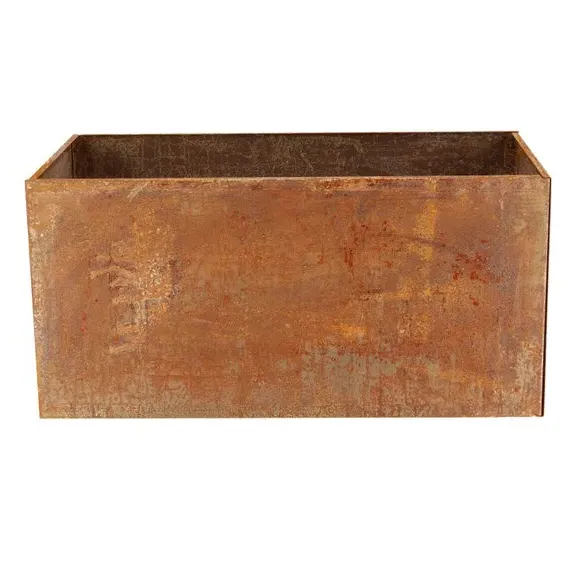 Low Rectangular Planter - Brown, Corten Steel