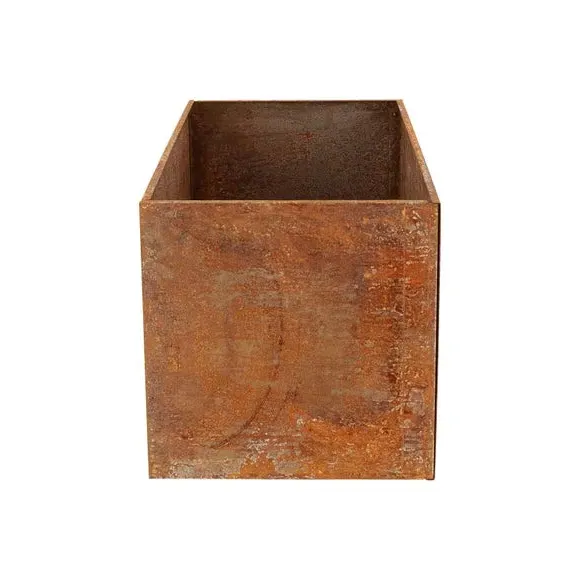 Low Rectangular Planter - Brown, Corten Steel