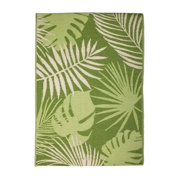 Outdoor Rug Reversible - Green, Tropical Leaf