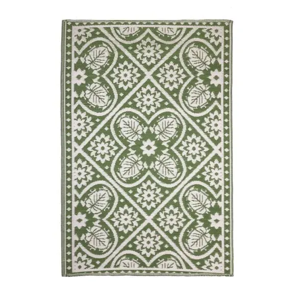 Outdoor Rug with Tiles Pattern - Green