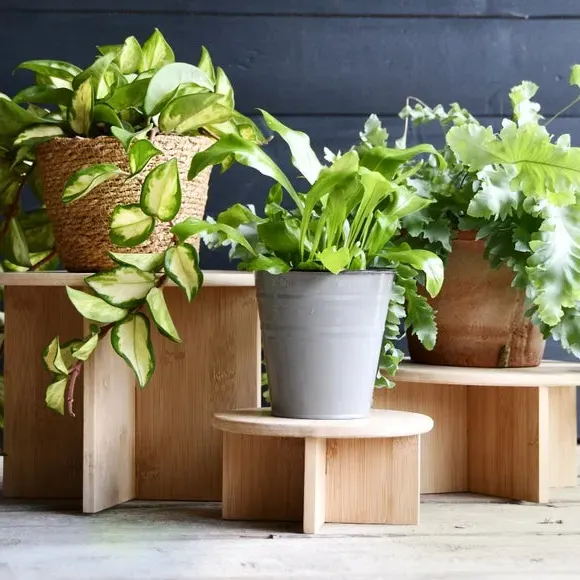 Plant Stand with Storage - Natural, Bamboo