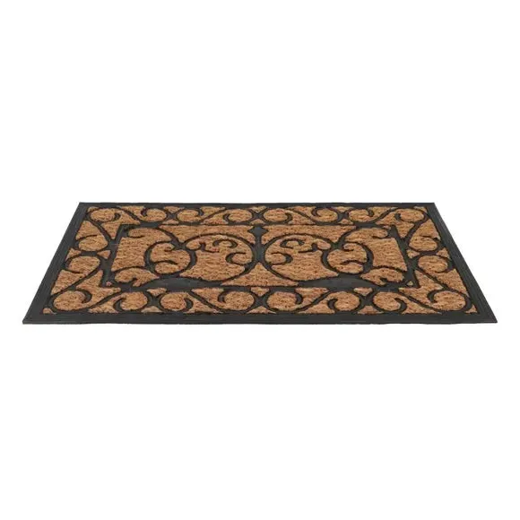 Rectangle Doormat Victorian Design - Brown, Coir
