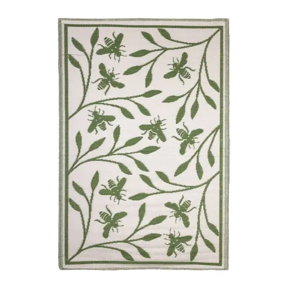Rectangular Outdoor Rug Bee Print - Green image