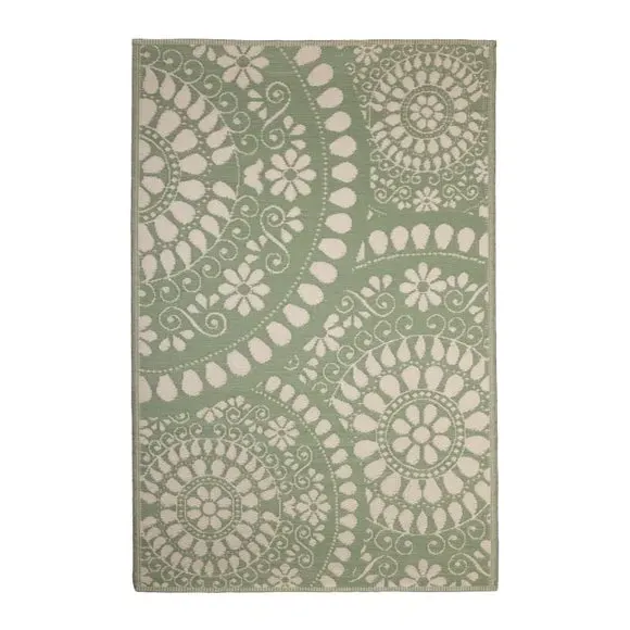 Rectangular Outdoor Rug with Circles - Grey image