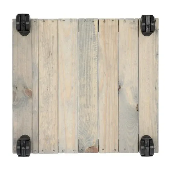 Small Wooden Planter on Wheels - Green