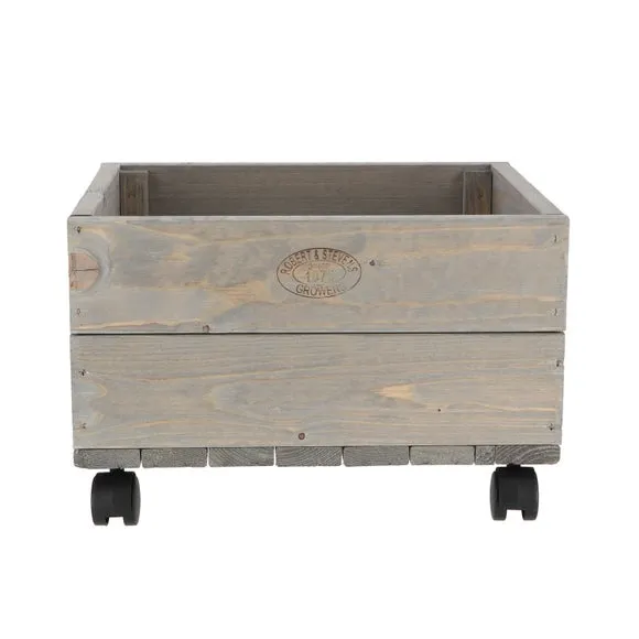 Small Wooden Planter on Wheels - Green