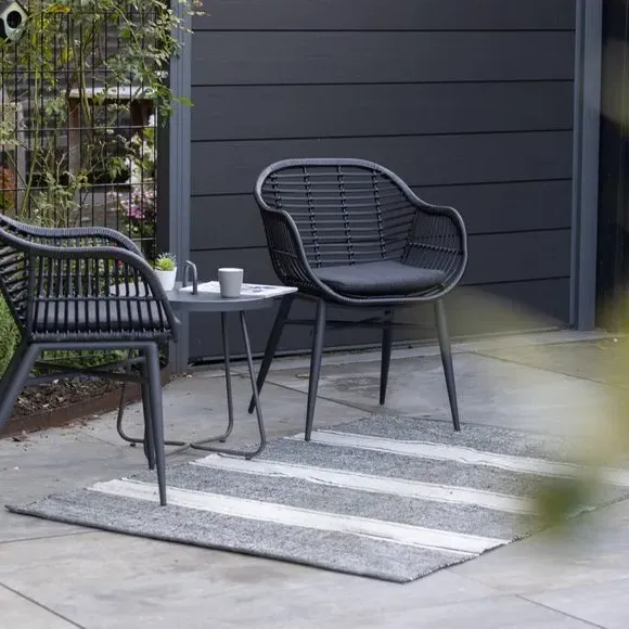 Striped Outdoor Rug Reversible - Grey, Woven image
