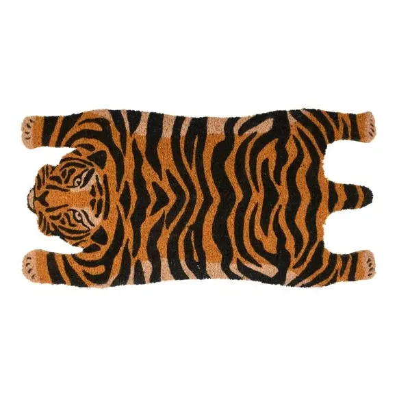Tiger Shaped Doormat Anti-Slip - Brown, Coir image