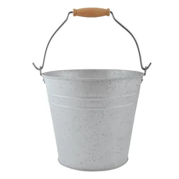 Weathered Bucket with Handle - Grey, Zinc image