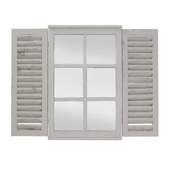 Window Shutter Wall Mirror - Cream