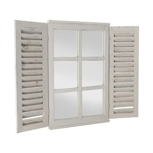 Window Shutter Wall Mirror - Cream