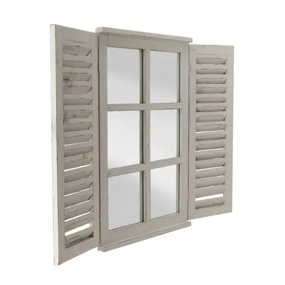 Window Shutter Wall Mirror - Cream image
