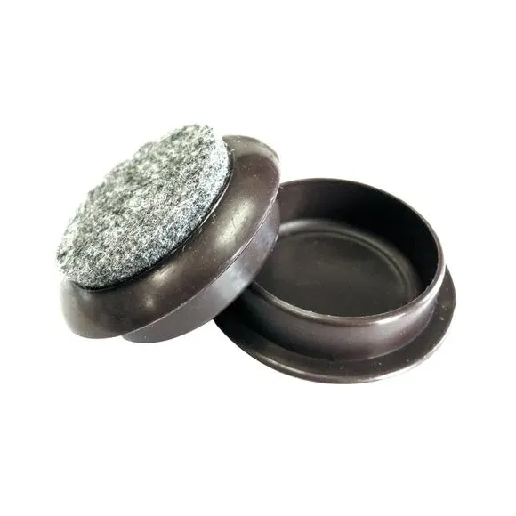 4-Piece Castor Cups with Felt Base - Brown image