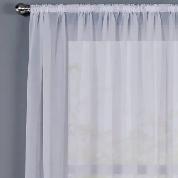 Crushed Voile Curtain by Metre - White image