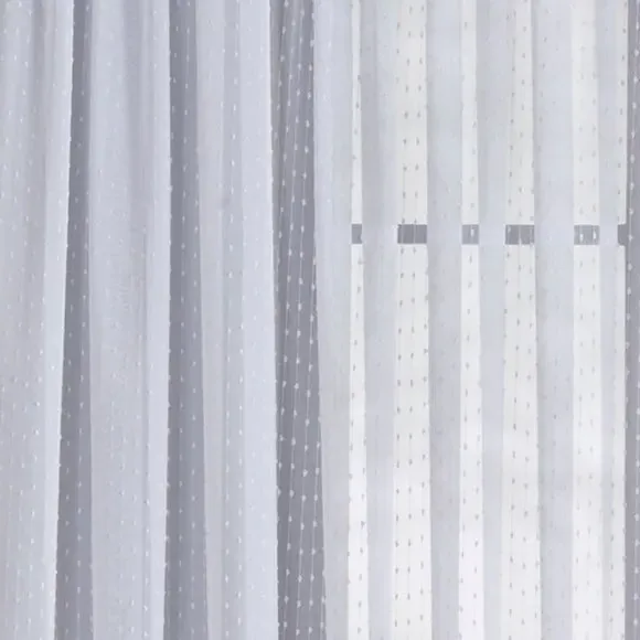 Slub Voile Curtain Fabric - White, Polyester