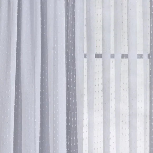 Slub Voile Curtain Fabric - White, Polyester